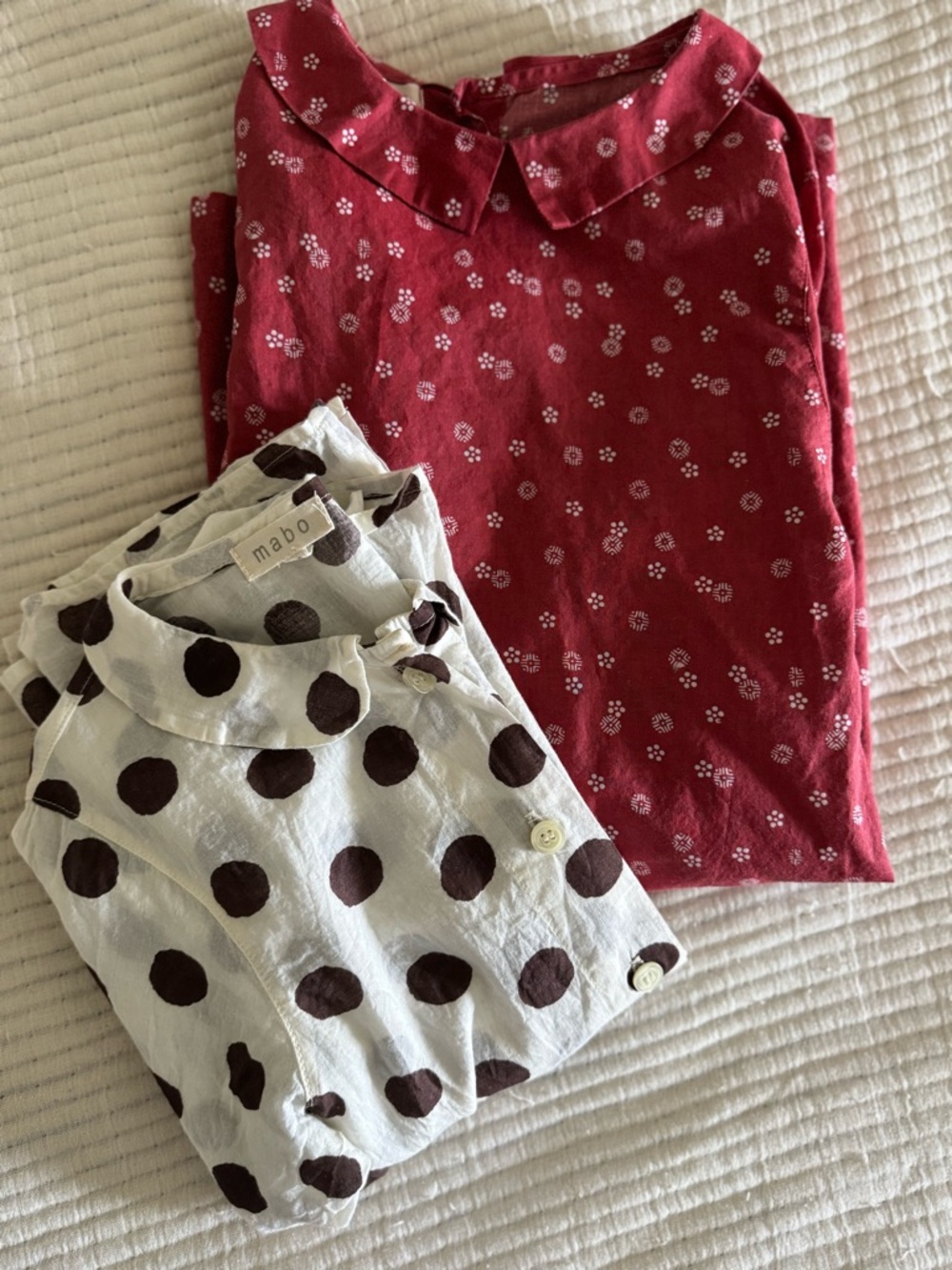 Mabo Girls' Polka Dot Cream & Brown and Floral Red Dress